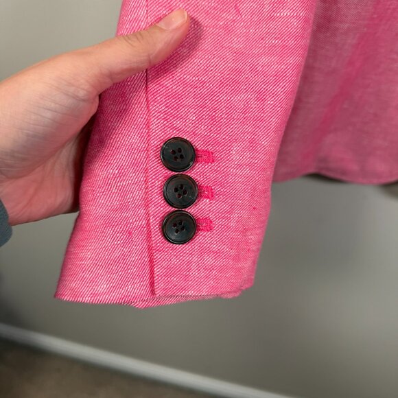 Talbots Linen Blazer Jacket Size 16 Petite Pink Work Office Career Business - Picture 5 of 8